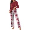 Ekouaer Pigiama Donna Invernale Caldo Lungo, Rosso, L