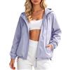Generico Giacca Antivento Donna Estiva - Leggera E Impermeabile Da Corsa Con Cappuccio Zip Traspirante Per Fitness Jogging Yoga Outdoor Sport Tempo Libero Escursionismo Bici Viaggi Primavera Autunno