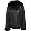 House Of Leather Giacca con Cappuccio da Donna in Vera Pelle di Pecora B3 Stile Aviatore Pilota Naomi, Nero , 44