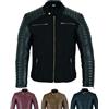 Texpeed Giacca di pelle casual da uomo - Estate/invernale Soft Touch autentica vintage pelle di montone Biker in vera pelle stile motociclista - Nero Tessile - 3XL