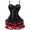 Josamogre Corsetto Bustino con Gonna Tutu Donna Pizzo Fiori Tracolla Gothic Lingerie Sexy Burlesque Natale Nero Rosso M