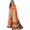 IMTRA FASHION Saree Di Seta Artistica Stampata Arancione Tradizionale Indiana Con Camicetta-SELENA ORANGE