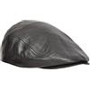 House Of Leather Cappello in Vera Pelle Piatto Newsboy Ivy con Visiera Gatsby Golf Cabbie, Nero , XL