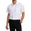HISDERN Camicia Bianca Uomo Maniche Corte Camicie Elegante da Formal in Fibra di bambù Camicia Uomo Estiva Regular Fit Business 3XL