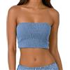 creazioni unique Top Donna Elegante Senza Spalline - Top a Fascia Corto Estivo Elasticizzato 100% Rayon (Celeste)