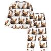 Tnnutp Pigiama da donna con bulldog francese, morbido pigiama a maniche lunghe e pantaloni lunghi con tasche