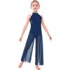 Freebily Abito da Balletto Bambina Ballo Lirico Contemporaneo Body Danza Blu scuro 11-12 anni