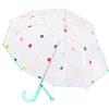 Meichoon ombrello trasparente per bambini Polka colorato pois cartoon abbellimento 8 ossa antivento e infrangibile lungo manico ad arco cupola push-pull verde aperto
