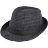 LXOrdora Cappello da uomo in feltro di lana Fedora a righe a tesa corta anni '20 Panama Jazz Cap, nero, Taglia unica
