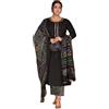 IMTRA FASHION Set Pantaloni Kurta da Donna Abito Indiano in Puro Cotone con Dupatta (Nero-X-Large)