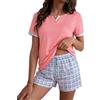 Leversic Pigiama Donna Estivo Cotone Pigiama Corto Donna Pigiama Due Pezzi Pigiami Casual da Casa Morbido e Confortevole S-XXL
