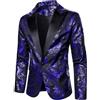 Vhersily Blazer da Uomo in Velluto di Lusso Giacca Abito Slim Fit Floreale Moda Chic Jackets per Matrimonio Balli con Un Bottone Suit Jacket Formale for Business Evening Lavoro, Versatili per Look