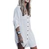 TBSCWYF Copricostume Donna Mare Camicetta Scollo a V Tinta Unita Casual Abiti Lunghi Estivi Camicia in Cotone Vestiti Corti Costume da Bagno Bikini Cover Up per Piscina Mare Estate Vacanza