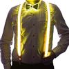QQY Set di bretelle luminose a LED, papillon e bretelle per feste di Natale da uomo, Giallo, 110x2.5cm