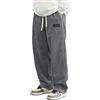 Generico Kirakuco Pantaloni Giapponesi Uomo Larghi Pantalonis di Velluto A Coste Lunghi Taglio Dritto Modello Pantalone con Vita Elasticizzata e Cordino Baggy Elasticizzati Casual Joggers