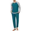 Leversic Pigiama Uomo Invernale Cotone Pigiami Due Pezzi con Scollo Rotondo, Maniche Lunghe, Top e Pantaloni con Tasches Morbido e Confortevole S-4XL