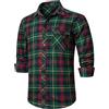 HISDERN Camicie da Uomo Camicia a Maniche Lunghe in Flanella Scozzese Casual Camicie abbottonate a Quadri Rosso/Verde 4XL