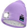 ATNKE Unisex LED Bluetooth Cappello con Luce,USB Ricaricabile 4 LED Musicale Altoparlante Cappello da Corsa Calda Pile Foderato Berretto Lavorato Maglia Regali per Uomo e Donna
