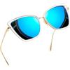 Joopin Occhiali da Sole Occhi di Gatto Donna Grandi Protezione UV400 Retro Vintage Specchiati Quadrati Farfalla Punta Cat Eye Occhiali Donna da Sole (Specchio Blu)