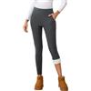 CrystErzoix Leggins Invernali Donna Termici Pantaloni Felpati in Pile Leggings Caldi Vita Aalta con Tasche Pantacollant Casual per Lo Sport Outdoor Casa, Grigio Melange XL