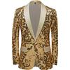 PYJTRL Giacca da Uomo Elegante in Raso con Paillettes con Motivo Floreale (XL, Oro)