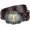 LCG LUCHENGYI Cintura da uomo da cowboy, cinture con fibbia a lettera | Longhorn Bull Strap per pantaloni jeans, in ecopelle goffrata floreale County