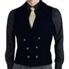 Yiaisafa Doppiopetto Gilet Chiusura Collare Tweed Gilet Uomini Abiti A Spina Di Pesce Lana Groomsman Vintage Matrimonio Retro