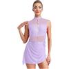 CHICTRY Body da Ginnastica Artistica per Donna con Goccia d'Acqua e Schiena Cava Abito da Pattinaggio Ballo Balletto Latino Strass Leotard da Danza Moderna