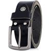 Lindenmann cintura uomo cintura in pelle di bufalo, 40 mm di larghezza e 3,5 mm - 4 mm di spessore, nero, Farbe/Color:nero, Size US/EU: