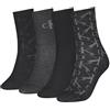 Calvin Klein Holiday Pack all Over Print Classic Sock, Nero, Taglia Unica (Pacco da 4) Donna
