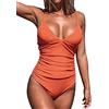 CUPSHE Costume da bagno intero da donna con scollo a V profondo con spalline regolabili Costume da bagno arricciato sul davanti e sulla schiena bassa