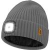 ATNKE LED Illuminato Berretto Cappello,USB Ricaricabile 4 LED Corsa Cappello Torcia Mani Libere Testa Lampada Invernale Calda Pile Foderato Lavorato Beanie Regali per Uomo e Donna/Noble Gray