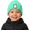 ATNKE Bambini LED Cappello con Luce Pile Foderato, USB Ricaricabile 4 LED Corsa Torcia Mani Libere Testa Lampada Invernale Calda Maglia Berretto Regali per Ragazzi e Ragazze/Fruit Green
