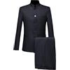 Generic Completo da Uomo Cinese 2 Pezzi Slim Fit con Colletto alla Coreana, Tunica, Bottoni sul Davanti, Blazer e Pantaloni, Completo da Cerimonia, Ballo di fine Anno, Abito Lavoro, Nero XX-Large