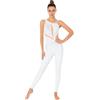 Aislor Donna Ginnastica Leotards Body Danza Claasica Paillettes Tuta Intera da Pattinaggio Artistico Senza Manica Tutina Completo da Balletto Ballo Latino Bianco C S