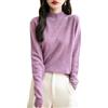 Chanyarn Maglione da Donna in 100% Lana Merino Collo Alto Demi Lavorato a Maglia Senza Cuciture a Maniche Lunghe