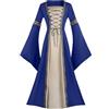 KHIRVWL Vestito Medievale Donna Tinta Unita con Maniche a Sbuffo Abito Gotico Rinascimentale Solido Gonna a Volant in Rete Vintage Elegante Vestiti da Sera da Cocktail Cosplay Festa di Halloween