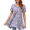 Enmain Maglietta Donna Manica Corta Viola Taglie Forti Tunica Estivi da Donna Eleganti Blusen Girocollo per Le Vacanze,Viola,L