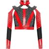 CHICTRY Camicetta Top da Bambina Maglietta a Manica Lunga con Paillettes Crop Top da Danza Classica Moterna Maglia Camicia Ballo Latino Jazz Balletto Dancewear