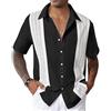CTU Camicie da bowling da uomo a maniche corte vintage con stampa abbottonatura hawaiana camicie per le vacanze da uomo M-3XL, Nero , 3XL