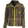 BITRABI Giacca Tecnica da Caccia, Verde Scuro con Dettagli Giallo Fluo, Antispino, Cappuccio Rimovibile, Tasche Multiple con Zip, Tessuto Elasticizzato (52)