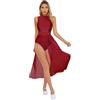 Freebily Abito da Ballo Latino Lirico Contemporaneo Donna Strass Leotards da Danza Classica Moderna Ballerina Senza Maniche Vestito da Danza Samba Rumba Salsa Ginnastica Borgogna B L