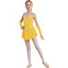 Freebily Abito da Pattinaggio Artistico sul Ghiaccio Bambina Vestito da Ballo Balletto Collo Rotondo Body Danza Classica Ballerina Leotards Vestito Ginnastica con Guanti Giallo 15-16 Anni