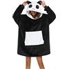 Luojida Felpa Donna con Cappuccio Animale Oversize Panda Plaid Super Morbida e Calda con Tasca Frontale Coperta con Maniche Famiglia Pigiama Pile Invernale Aldult Taglia Unica (S, Panda)