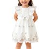 FEOYA Bambina Abito da Festa Comunione Bambina Vestito di Compleanno Damigella Abito Battesimo Carnevale Bianco 2-3 Anni