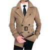 KHIRVWL Cappotto di Lana da Uomo Blazer a Maniche Lunghe Tinta Unita Sottile Cappotto con Bottoni Elegante Autunno E Inverno Moda Giacca Trench Cappotto Doppiopetto in Lana Coat Cappotto Uomo Curvy