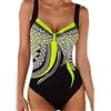 Yuson Girl Costumi Interi Donna, One Piece Costumi da Bagno Push Up Trikini Imbottito Backless Swimsuit Pin Up Costume Bohemian Beachwear(Giallo, L)