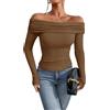 TrendiMax Camicetta da Donna a Maniche Lunghe con Spalle Scoperte Maglietta Elegante Maglia Aderente Jersey Sexy