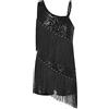 YEAHDOR Vestito Latino Americano Bambina con Paillettes Frange Body da Ginnastica Artistica Leotards da Balletto Ballerina Abito da Jazz Samba Rumba Dancewear Nero 13-14 Anni