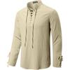 YAOBAOLE Camicia medievale da uomo, a maniche lunghe, in lino, da uomo, estiva, da pirata, per cosplay